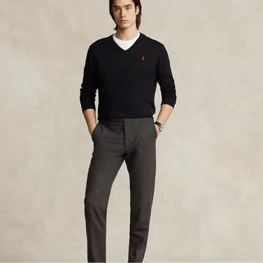 Polo‎ Ralph Lauren Men’s Cotton V-Neck Sweater preppy academia office in Black